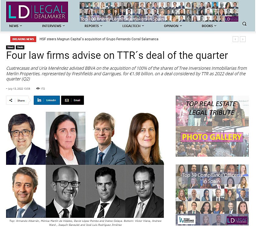 Four law firms advice on TTR's deal of the quarter